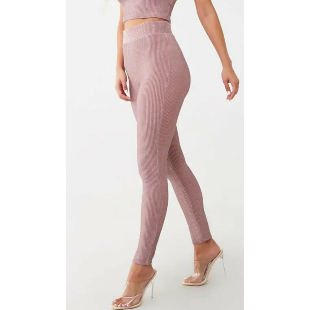 Metallic Ribbed Leggings - Picture 3 of 4